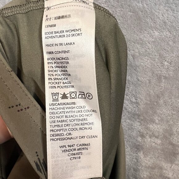 Eddie Bauer Skort Skirt SIZE 8 Adventurer 2.0 Olive Green Print UPF 50 Stretch - Picture 4 of 9